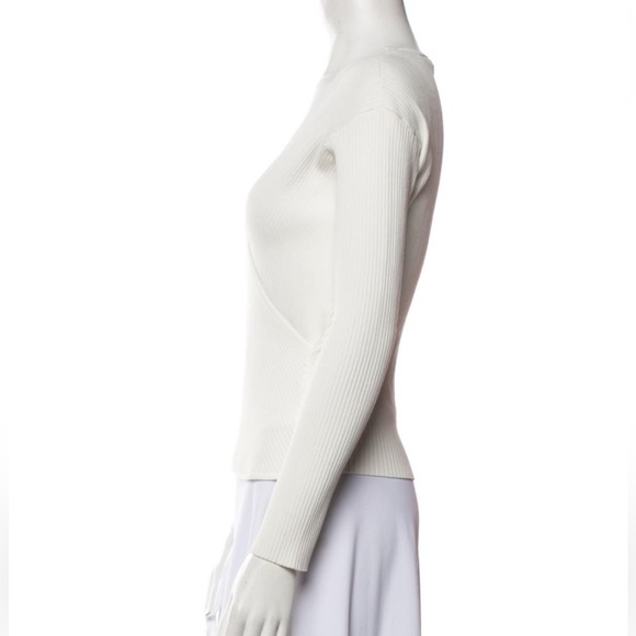 Jonathan Simkhai V-Neck Long Sleeve ribbed wrap Top size xs white - Picture 4 of 11